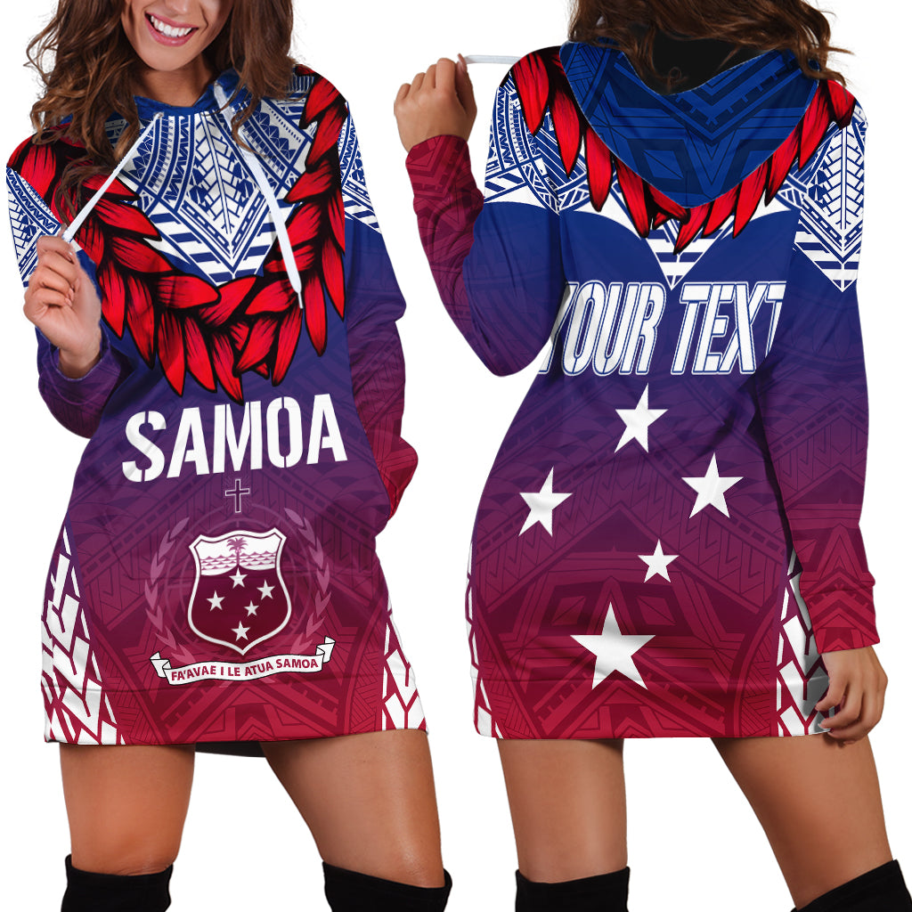 Personalised Samoa Independence Day Hoodie Dress Ula Fala Gradient Color - Wonder Print Shop