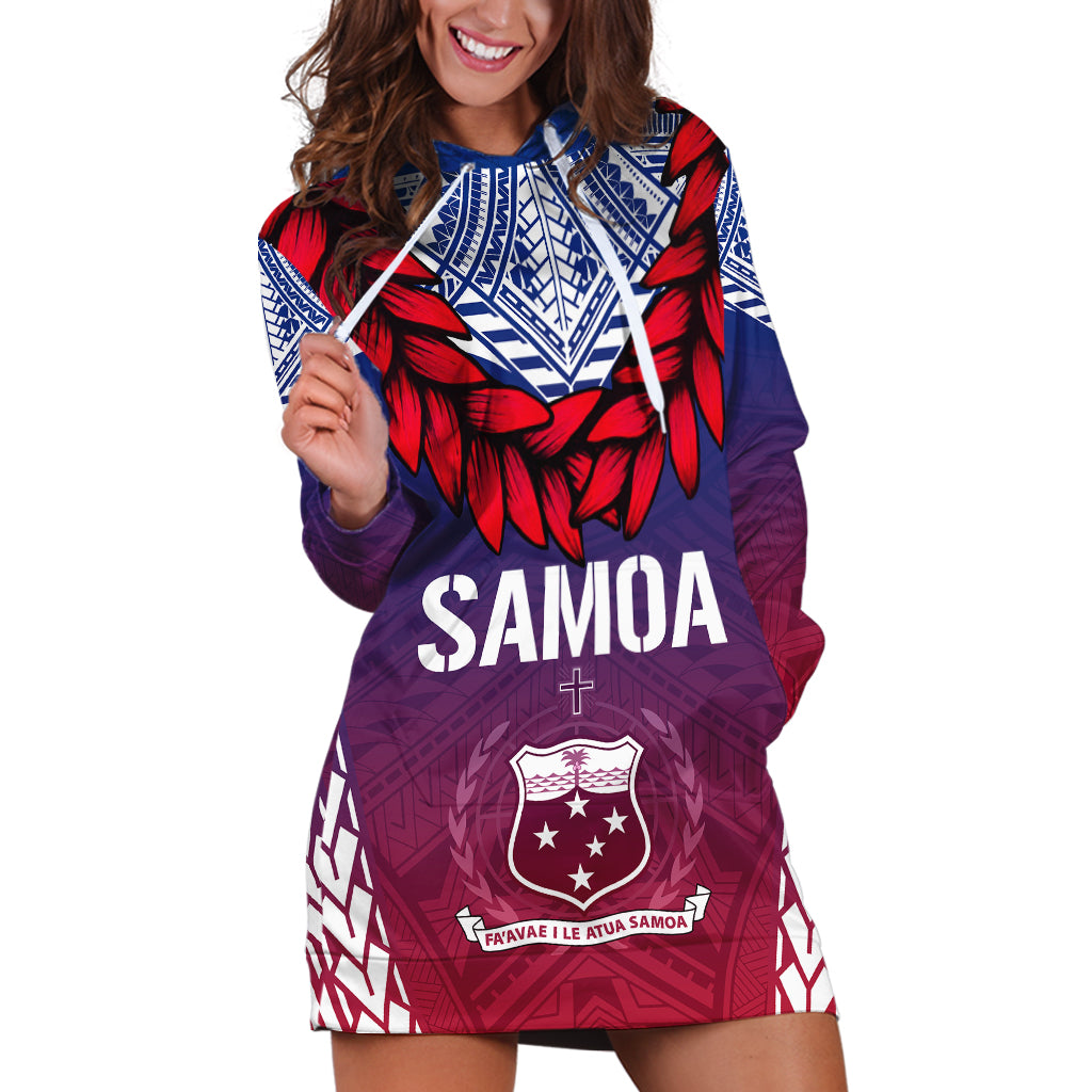 Personalised Samoa Independence Day Hoodie Dress Ula Fala Gradient Color - Wonder Print Shop
