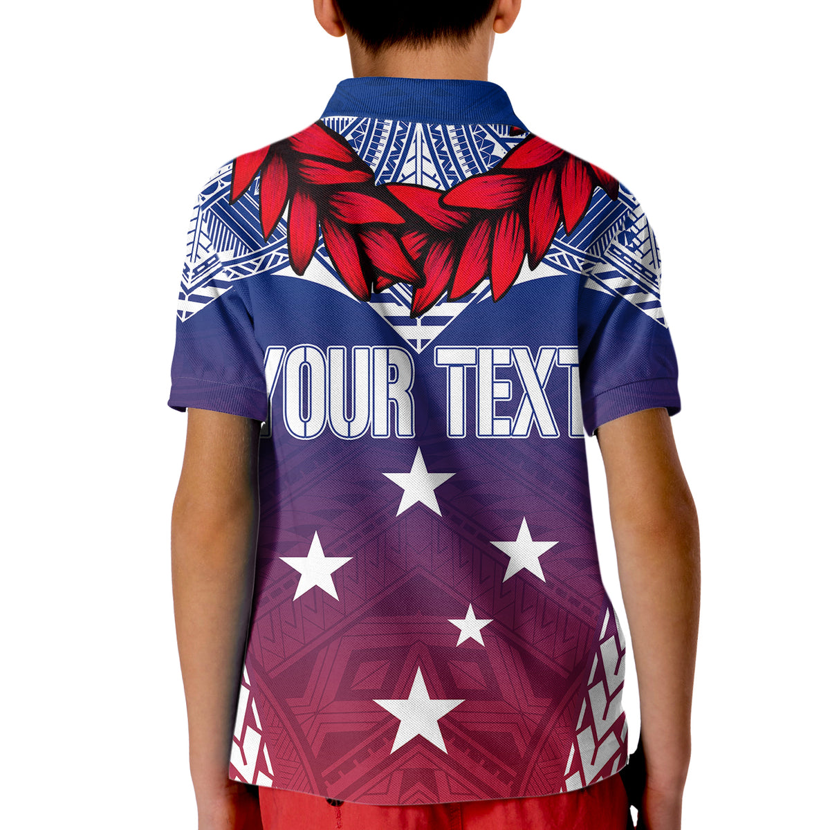Custom Samoa Polo Shirt Independence Day for Kid Ula Fala Gradient Color - Wonder Print Shop