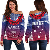 Personalised Samoa Independence Day Off Shoulder Sweater Ula Fala Gradient Color - Wonder Print Shop