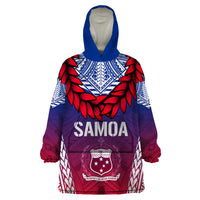 Personalised Samoa Independence Day Wearable Blanket Hoodie Ula Fala Gradient Color - Wonder Print Shop