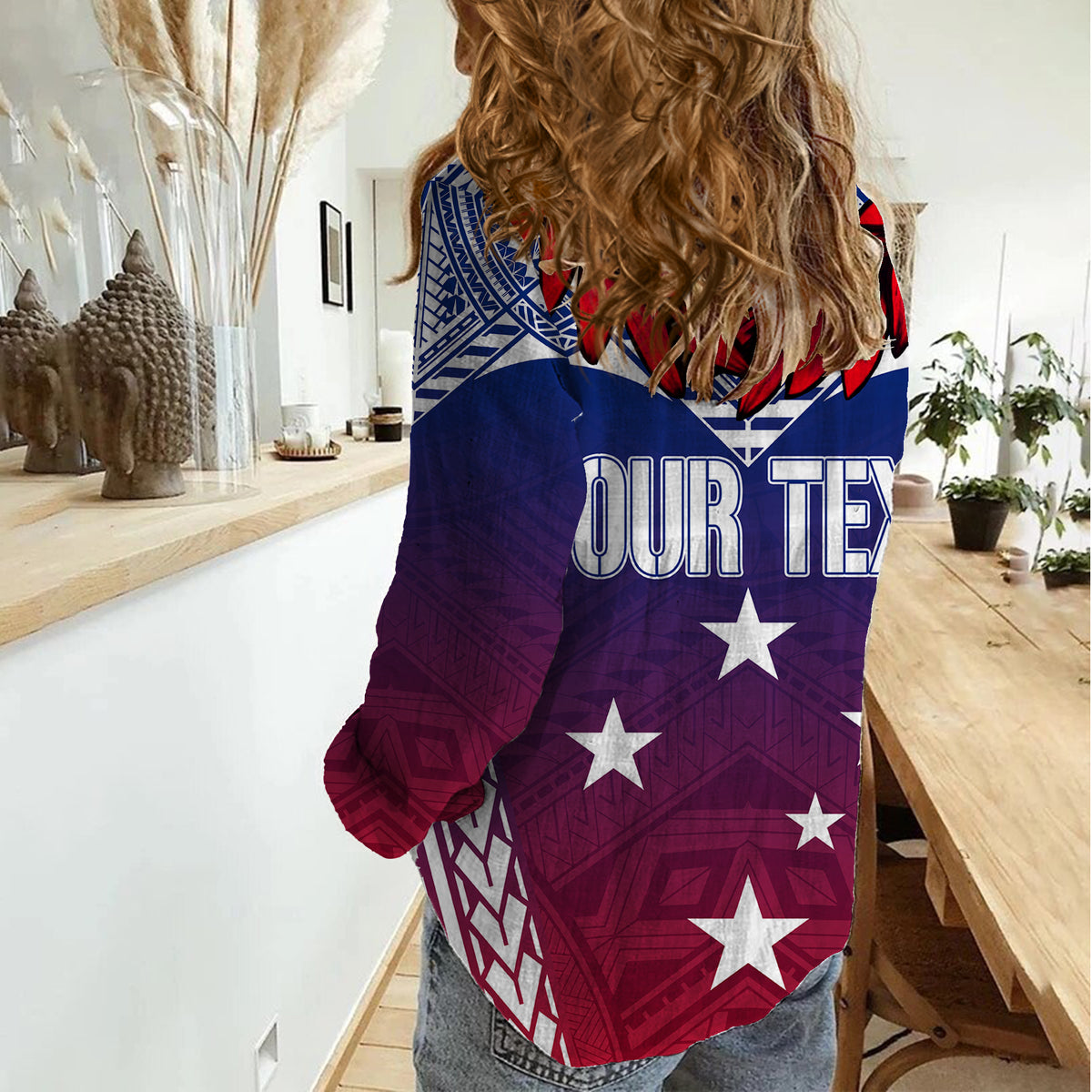 Personalised Samoa Independence Day Women Casual Shirt Ula Fala Gradient Color - Wonder Print Shop