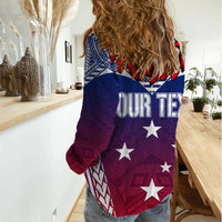 Personalised Samoa Independence Day Women Casual Shirt Ula Fala Gradient Color - Wonder Print Shop