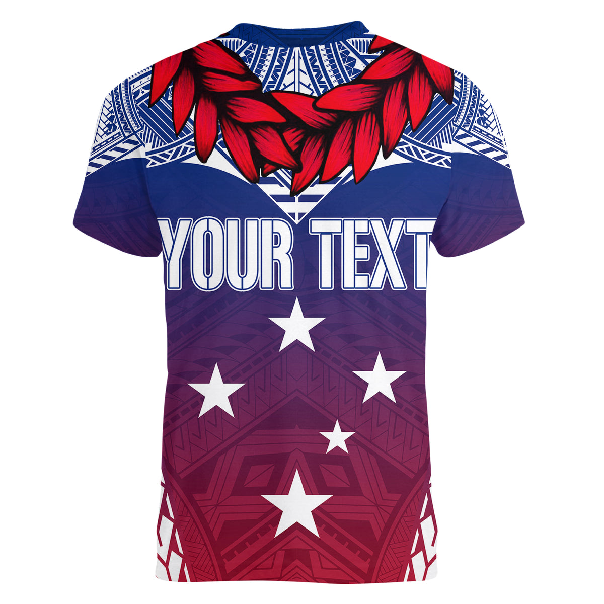 Personalised Samoa Independence Day Women V Neck T Shirt Ula Fala Gradient Color - Wonder Print Shop