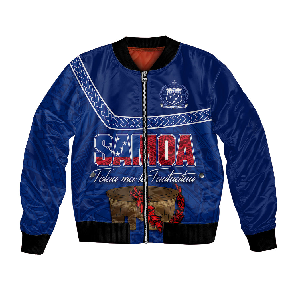 Personalised Samoa Independence Day Bomber Jacket Kava And Ula Fala - Sail With Faith LT7 - Wonder Print Shop