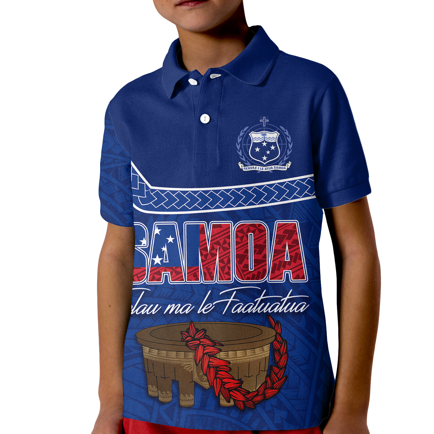 Custom Samoa Polo Shirt Independence Day for Kid Kava And Ula Fala Sail With Faith - Wonder Print Shop