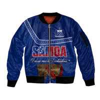 Personalised Samoa Independence Day Sleeve Zip Bomber Jacket Kava And Ula Fala - Sail With Faith - Wonder Print Shop