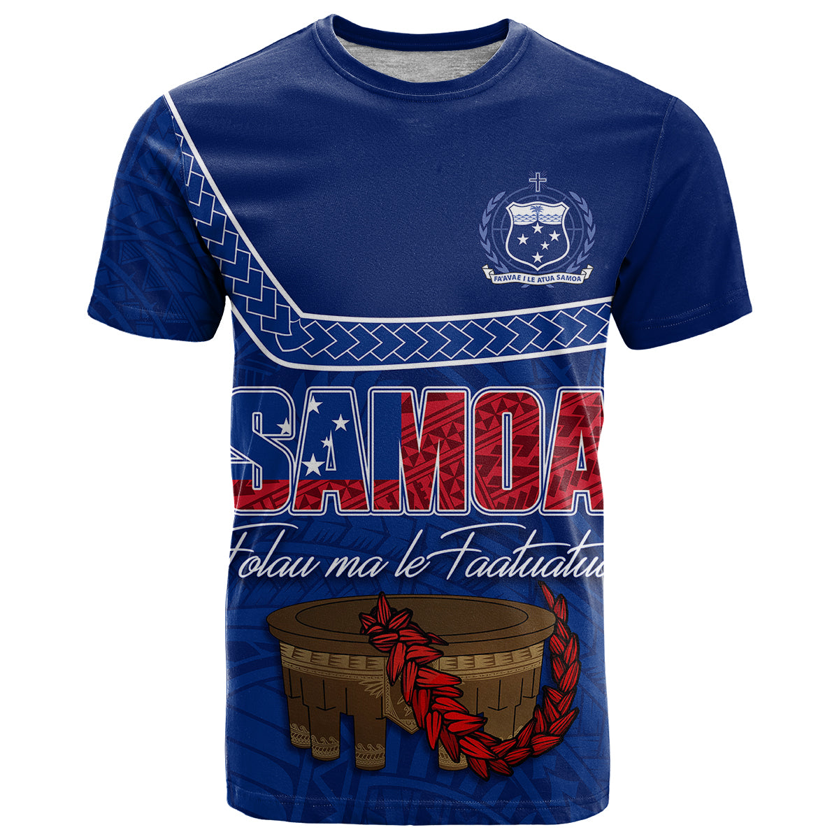 Personalised Samoa Independence Day T Shirt Kava And Ula Fala Sail With Faith - Wonder Print Shop