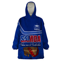 Personalised Samoa Independence Day Wearable Blanket Hoodie Kava And Ula Fala - Sail With Faith - Wonder Print Shop