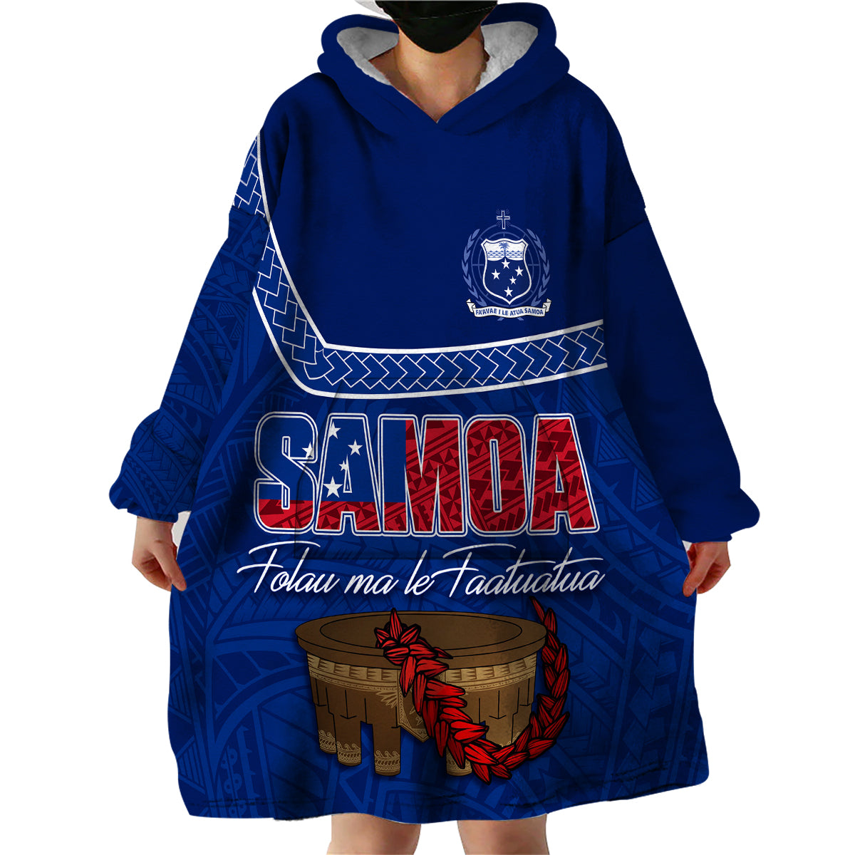 Personalised Samoa Independence Day Wearable Blanket Hoodie Kava And Ula Fala - Sail With Faith - Wonder Print Shop