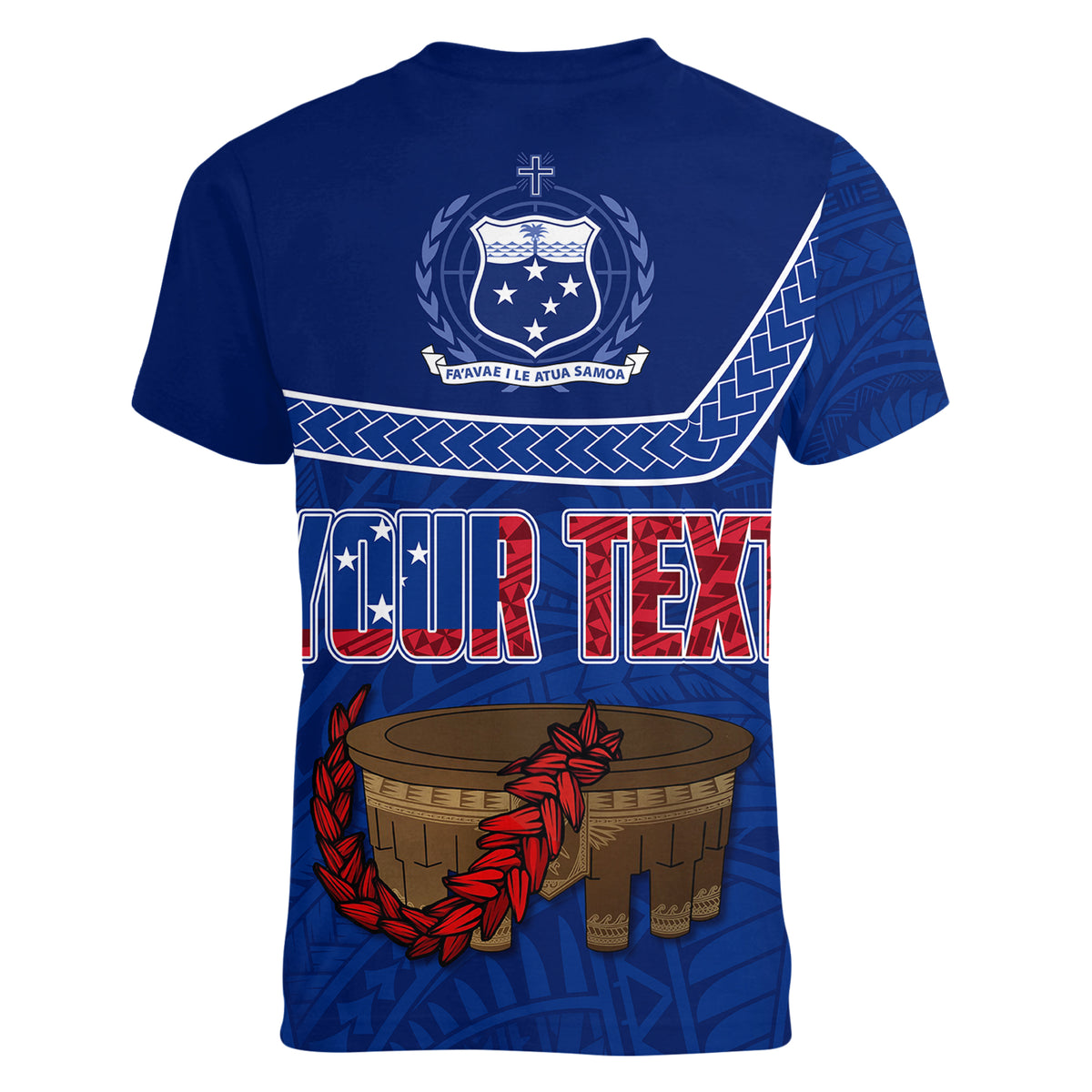 Personalised Samoa Independence Day Women V Neck T Shirt Kava And Ula Fala - Sail With Faith - Wonder Print Shop