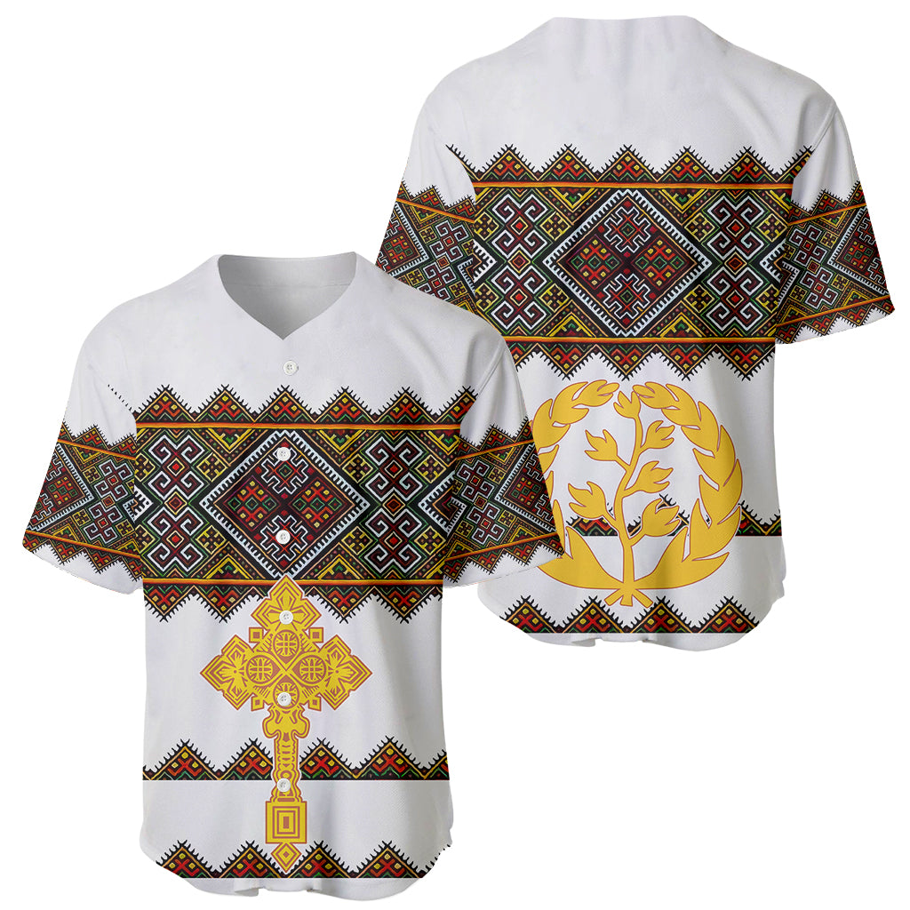 Eritrea Baseball Jersey Tilet Mix Eritrean Cross - White LT7 - Wonder Print Shop