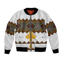 Eritrea Bomber Jacket Tilet Mix Eritrean Cross - White LT7 - Wonder Print Shop