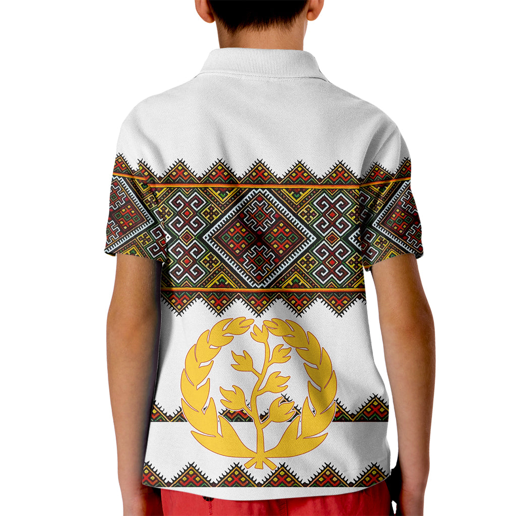 Eritrea Polo Shirt for Kid Tilet Mix Eritrean Cross White - Wonder Print Shop