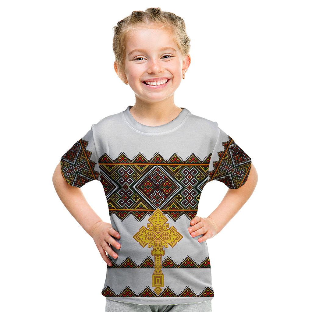 Eritrea Kid T Shirt Tilet Mix Eritrean Cross - White - Wonder Print Shop