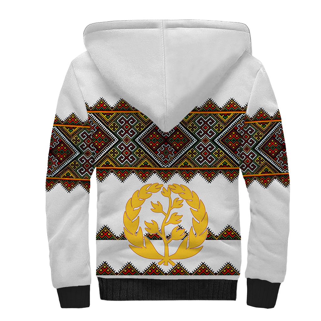 Eritrea Sherpa Hoodie Tilet Mix Eritrean Cross - White - Wonder Print Shop