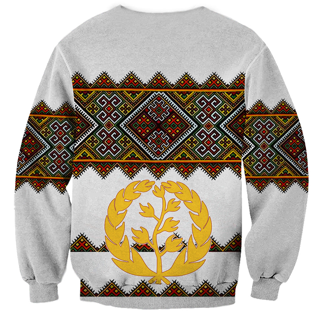 Eritrea Sweatshirt Tilet Mix Eritrean Cross - White - Wonder Print Shop