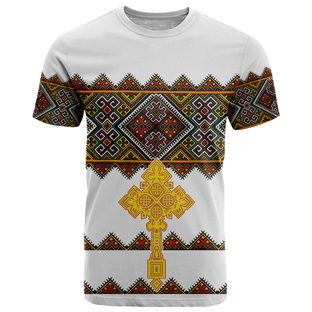 Eritrea T Shirt Tilet Mix Eritrean Cross White - Wonder Print Shop