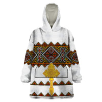 Eritrea Wearable Blanket Hoodie Tilet Mix Eritrean Cross - White - Wonder Print Shop