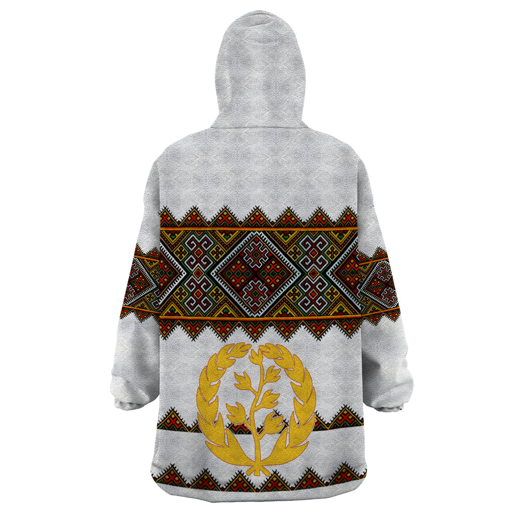 Eritrea Wearable Blanket Hoodie Tilet Mix Eritrean Cross - White - Wonder Print Shop