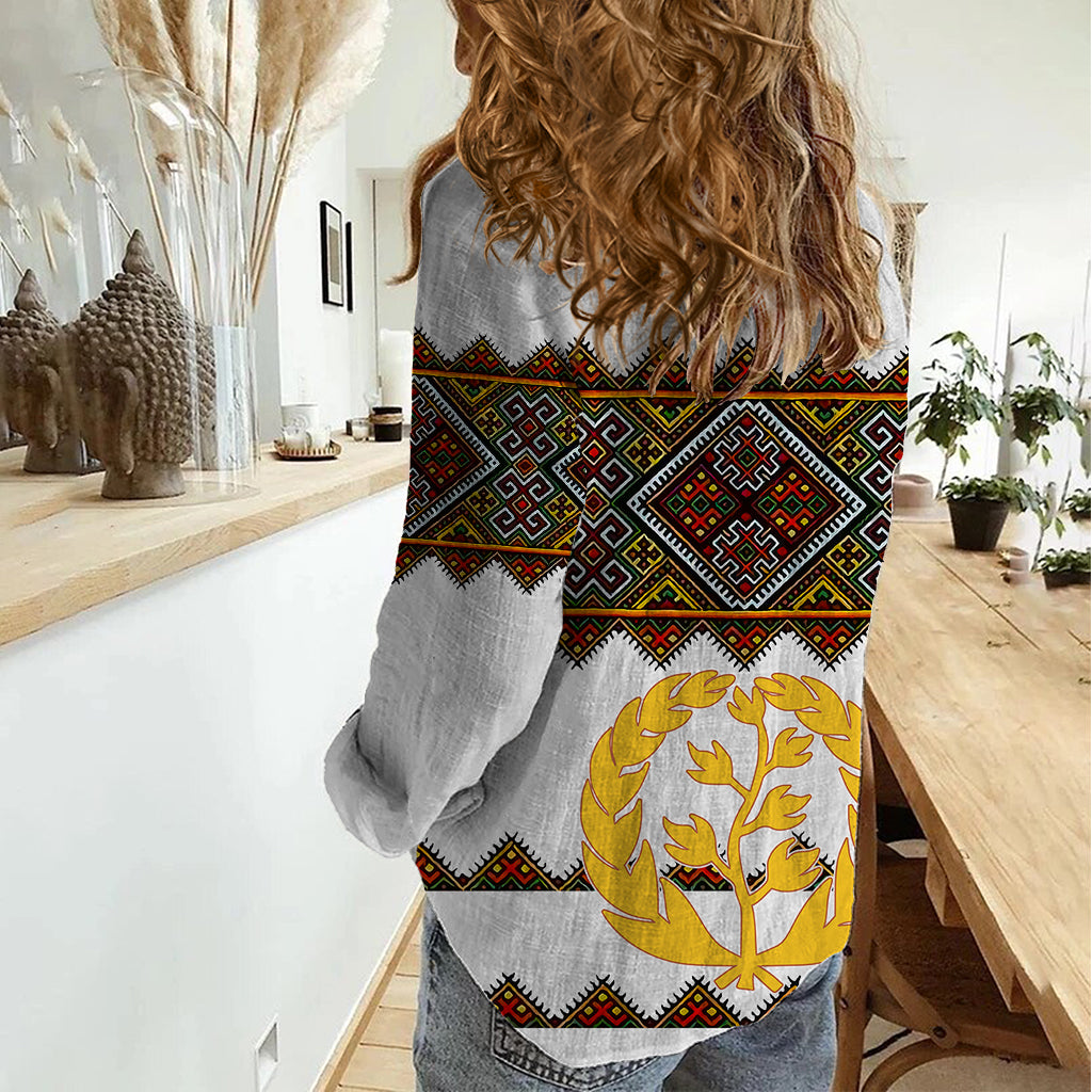 Eritrea Women Casual Shirt Tilet Mix Eritrean Cross - White - Wonder Print Shop