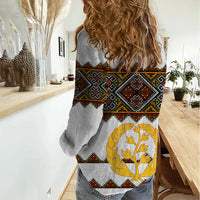Eritrea Women Casual Shirt Tilet Mix Eritrean Cross - White - Wonder Print Shop