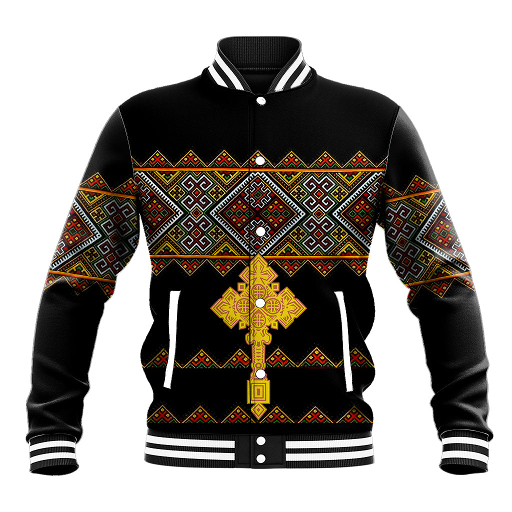 Eritrea Baseball Jacket Tilet Mix Eritrean Cross - Black LT7 - Wonder Print Shop