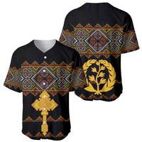 Eritrea Baseball Jersey Tilet Mix Eritrean Cross - Black LT7 - Wonder Print Shop