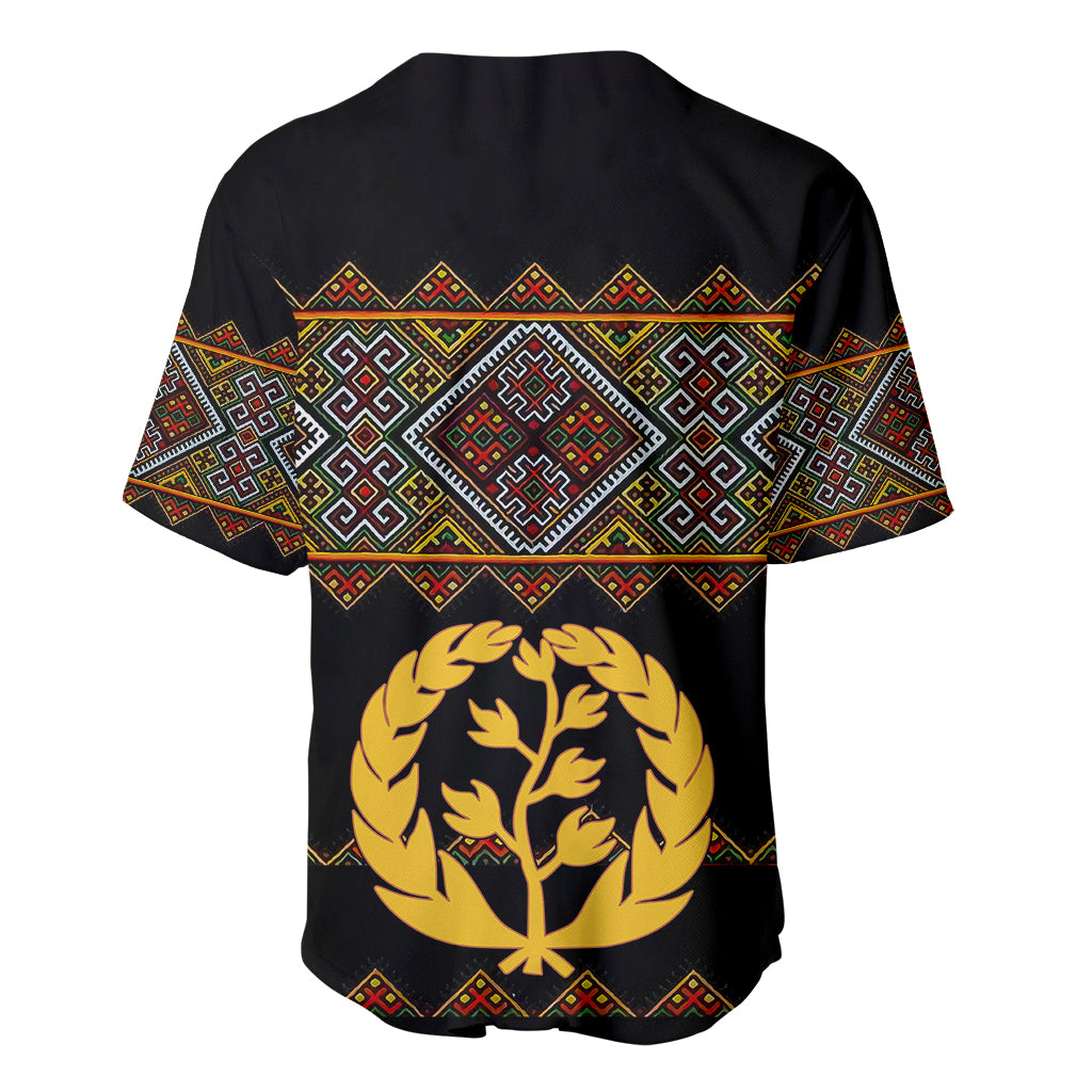 Eritrea Baseball Jersey Tilet Mix Eritrean Cross - Black LT7 - Wonder Print Shop