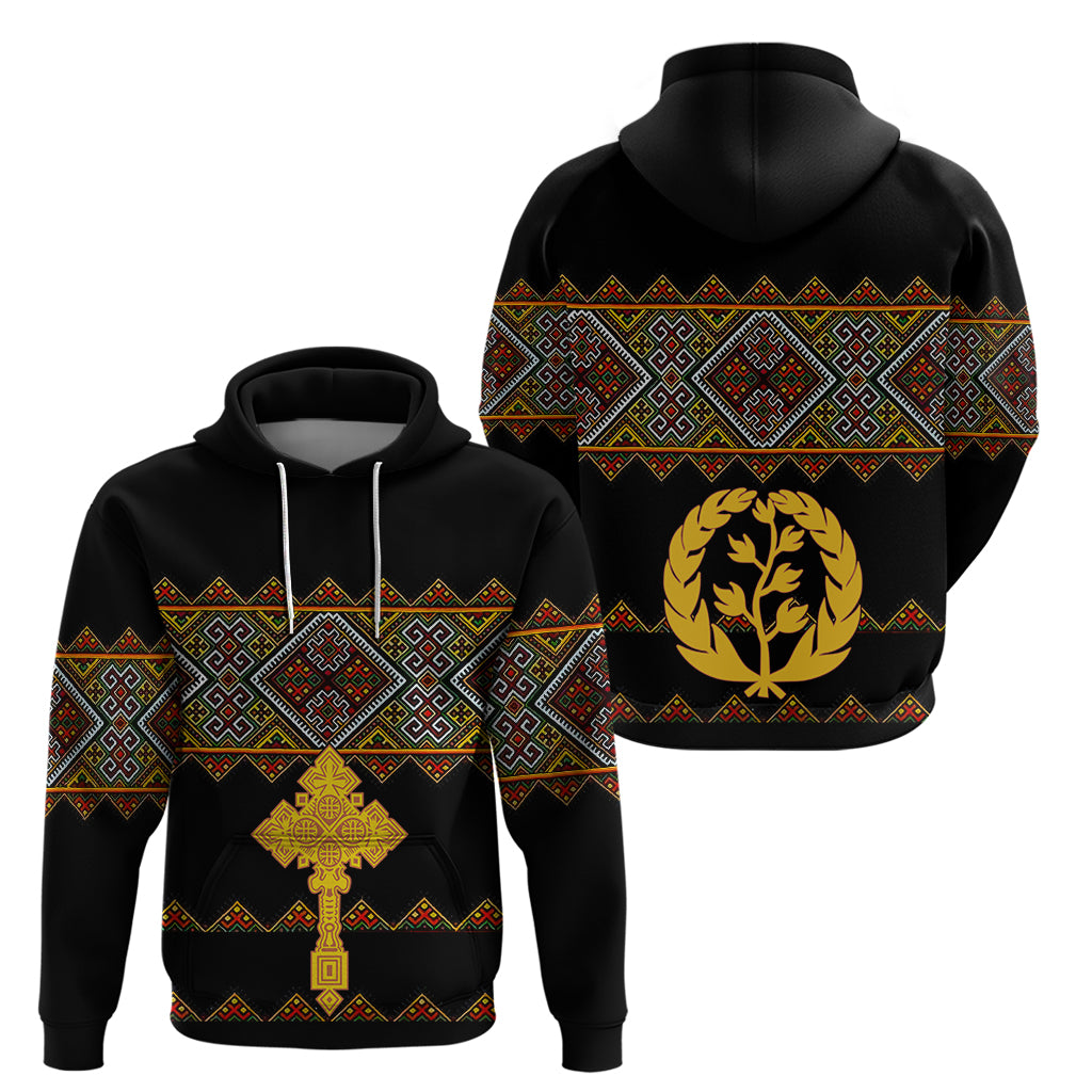 Eritrea Hoodie Tilet Mix Eritrean Cross Black - Wonder Print Shop