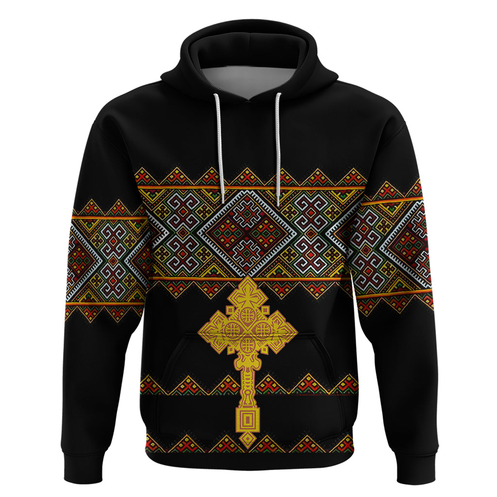 Eritrea Hoodie Tilet Mix Eritrean Cross Black - Wonder Print Shop