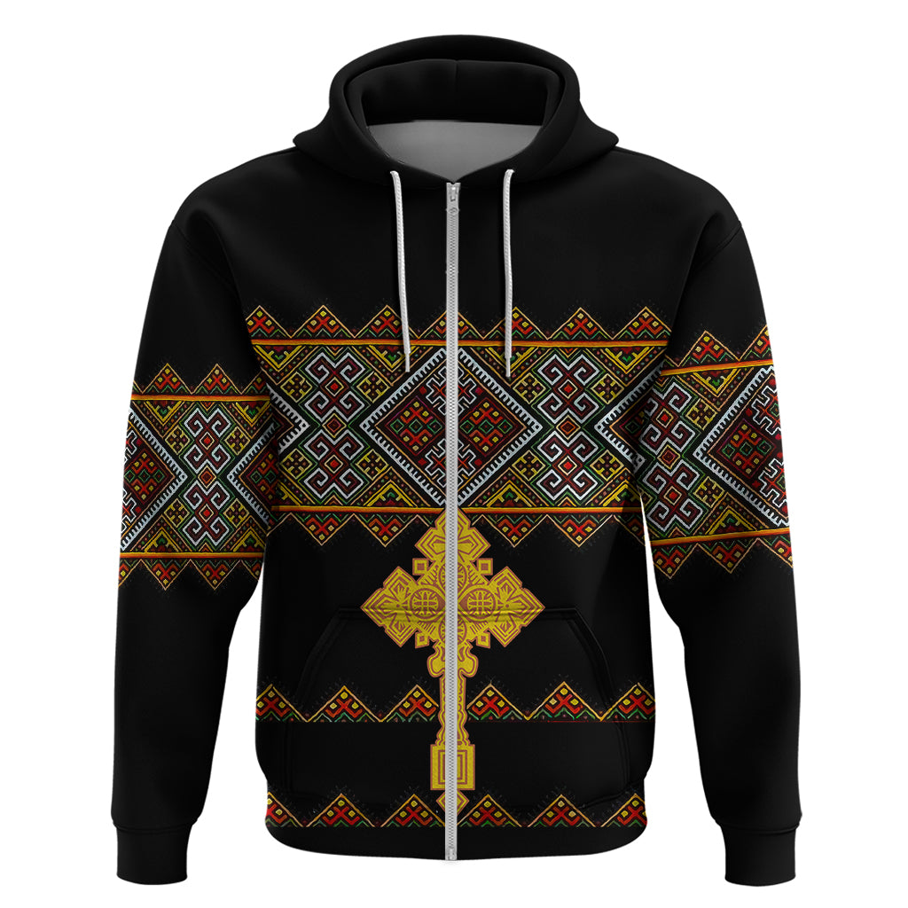 Eritrea Hoodie Tilet Mix Eritrean Cross Black - Wonder Print Shop