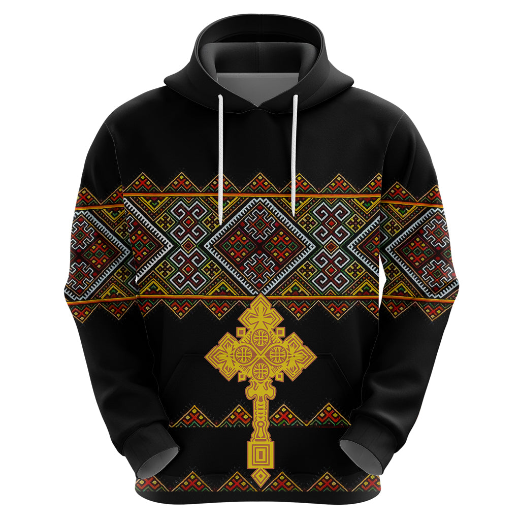 Eritrea Hoodie Tilet Mix Eritrean Cross Black - Wonder Print Shop