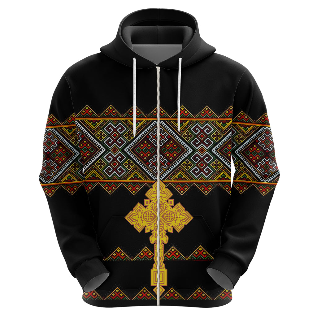 Eritrea Hoodie Tilet Mix Eritrean Cross Black - Wonder Print Shop