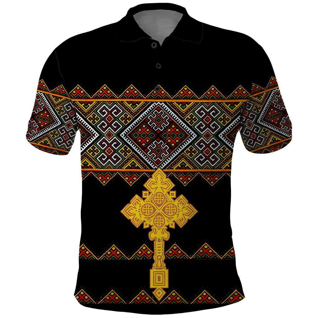 Eritrea Polo Shirt Tilet Mix Eritrean Cross Black - Wonder Print Shop