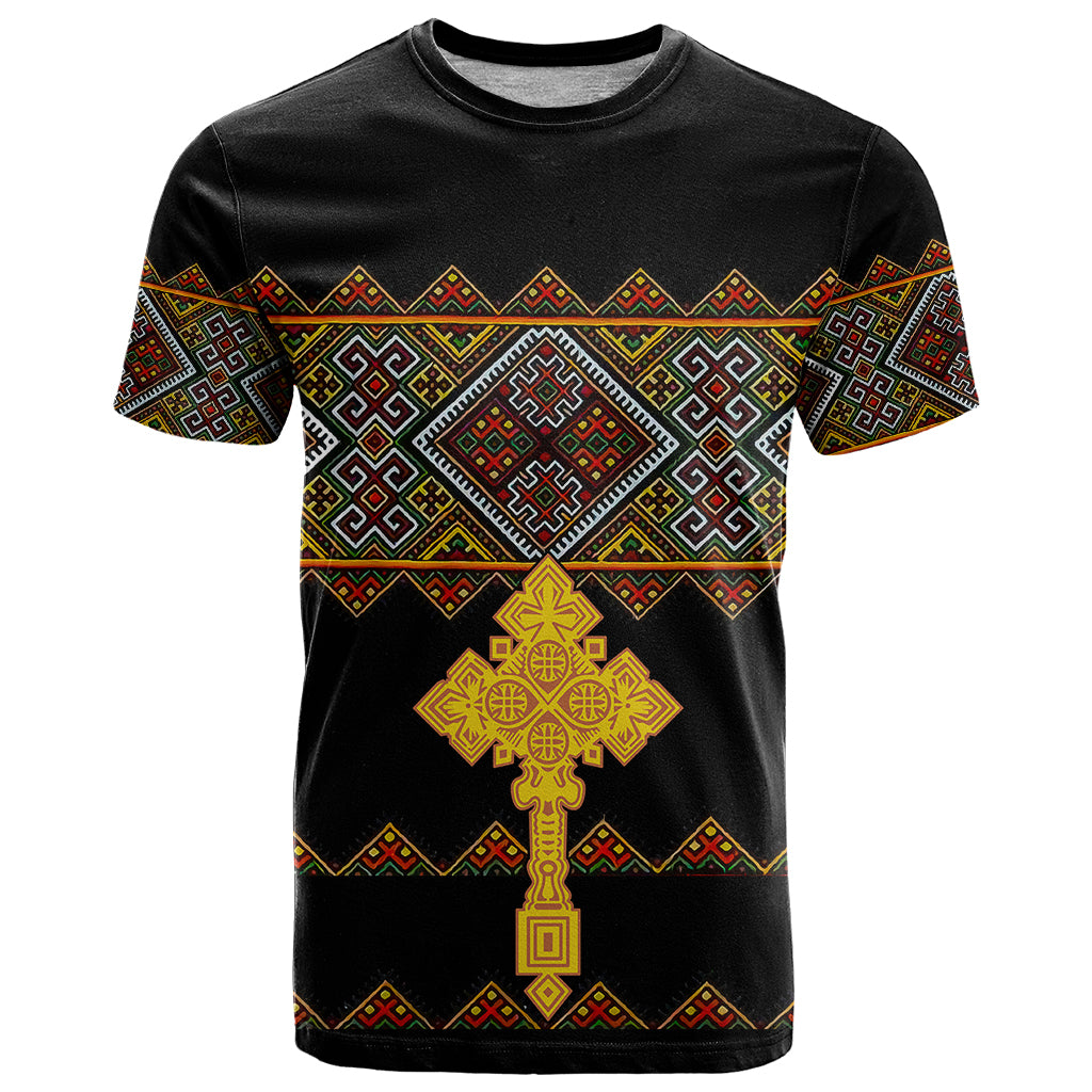 Eritrea T Shirt Tilet Mix Eritrean Cross Black - Wonder Print Shop