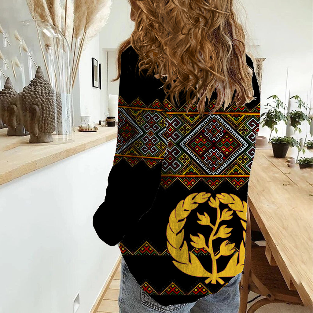 Eritrea Women Casual Shirt Tilet Mix Eritrean Cross - Black - Wonder Print Shop