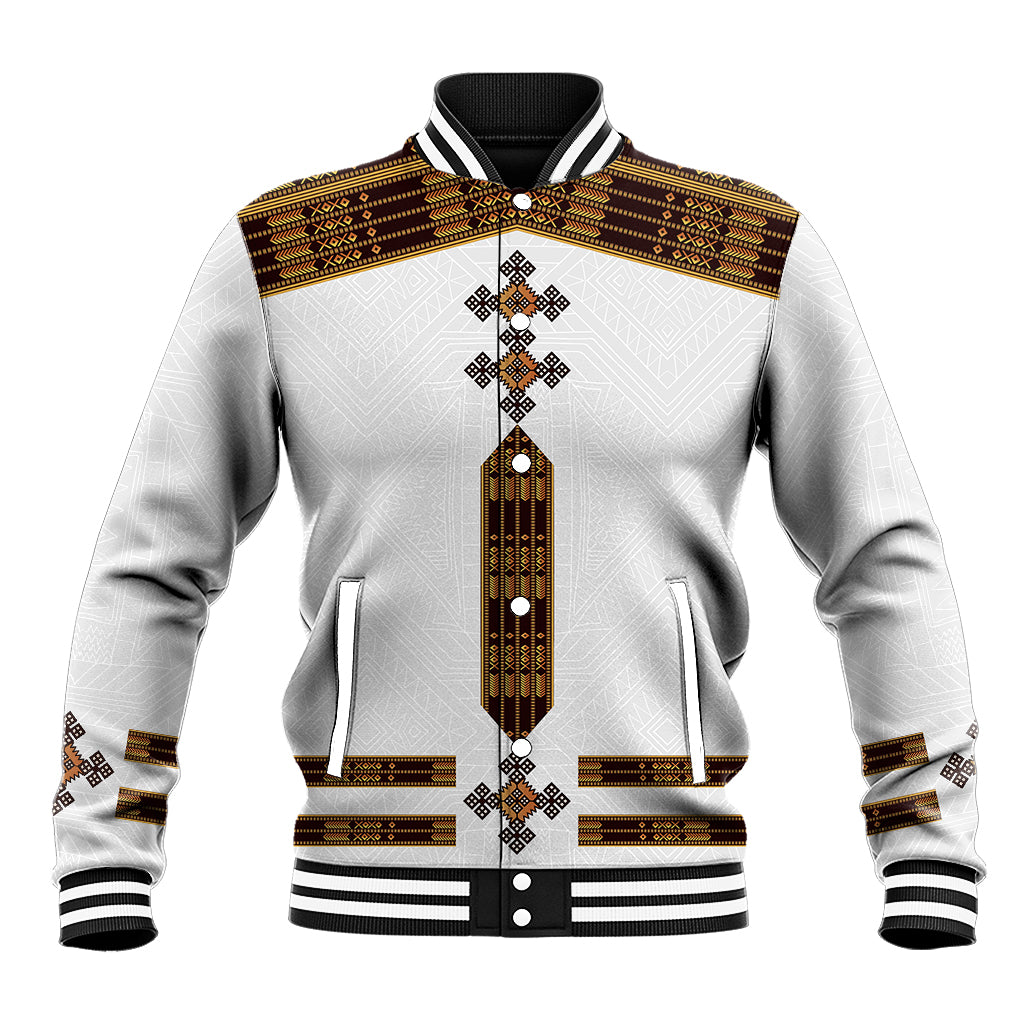 Eritrea Baseball Jacket Tilet Habesha Style - White LT7 - Wonder Print Shop