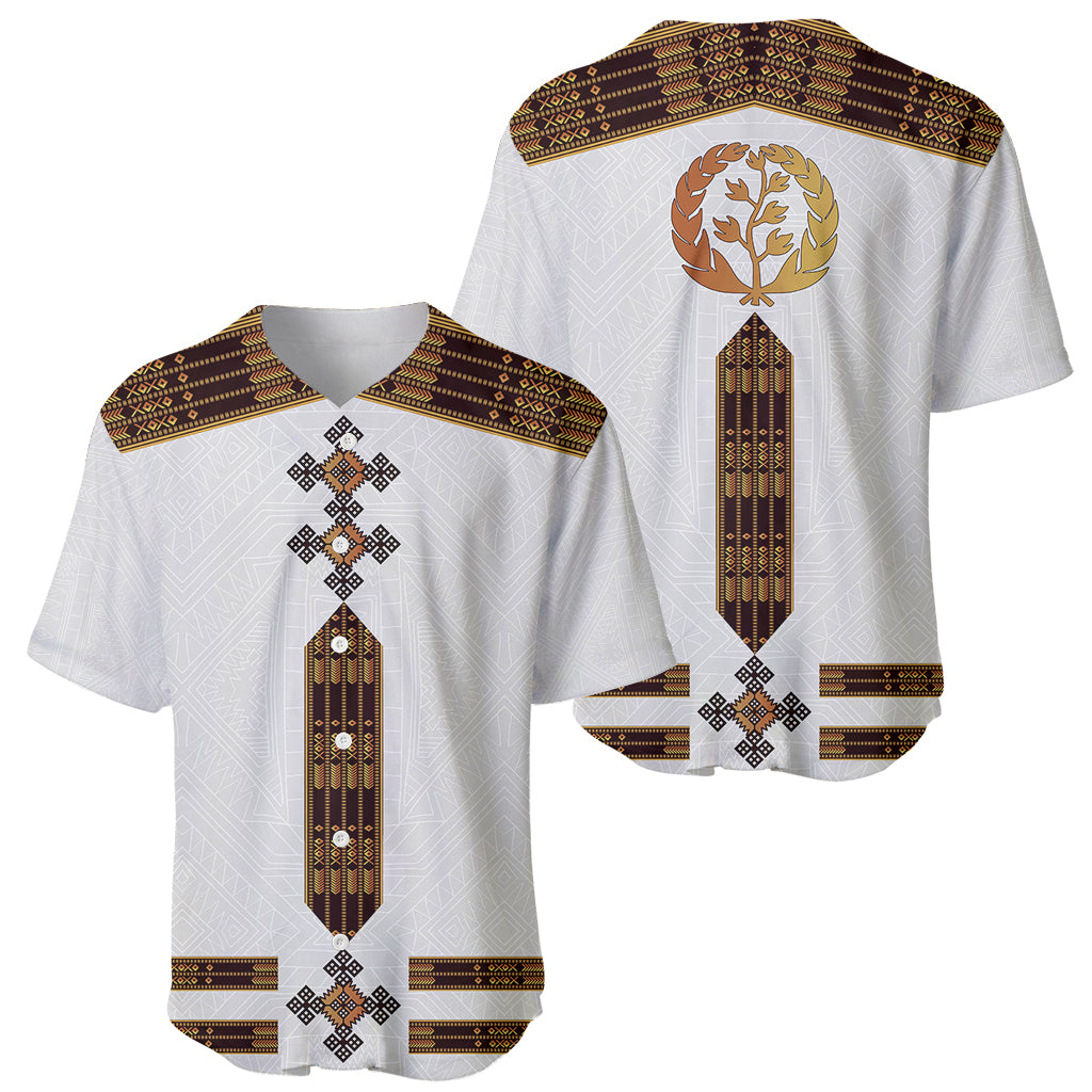 Eritrea Baseball Jersey Tilet Habesha Style - White LT7 - Wonder Print Shop