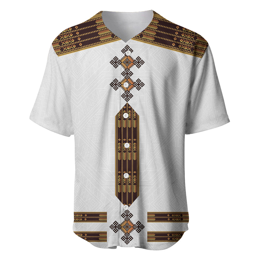 Eritrea Baseball Jersey Tilet Habesha Style - White LT7 - Wonder Print Shop