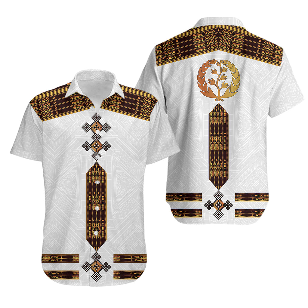 Eritrea Hawaiian Shirt Tilet Habesha Style - White - Wonder Print Shop