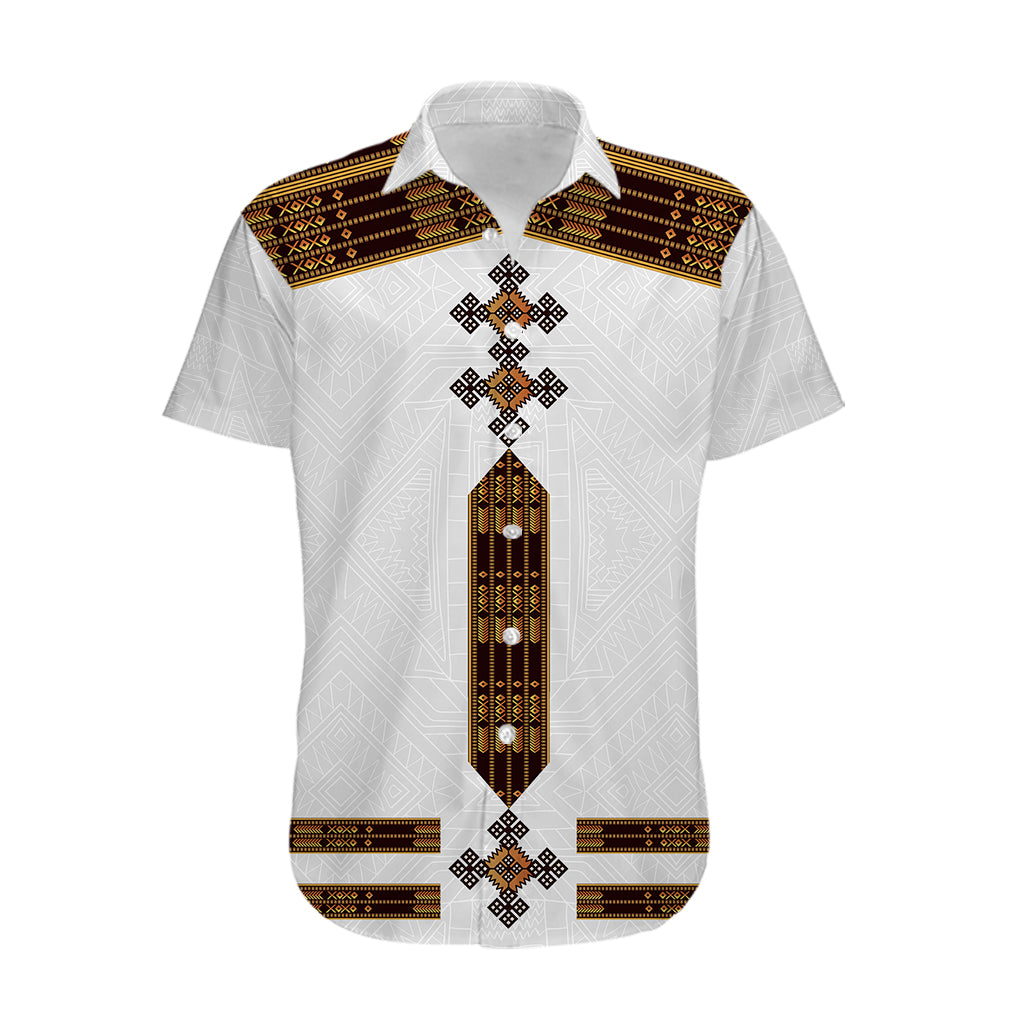 Eritrea Hawaiian Shirt Tilet Habesha Style - White - Wonder Print Shop