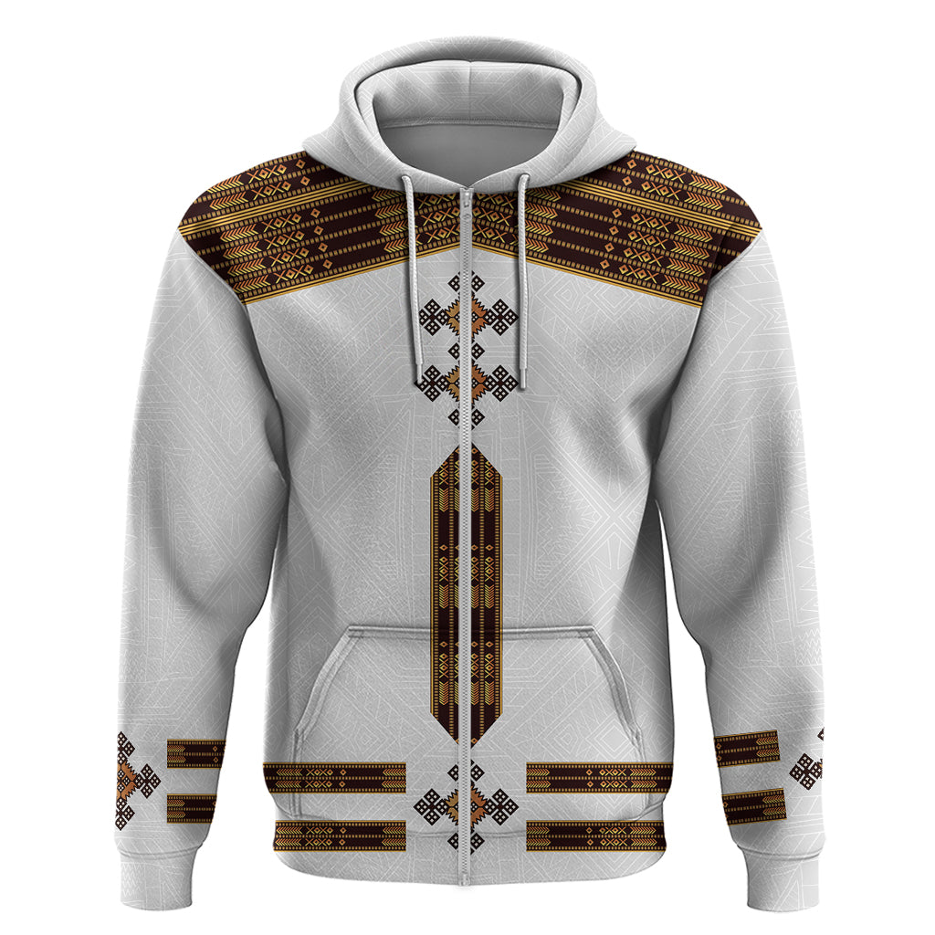 Eritrea Hoodie Tilet Habesha Style White - Wonder Print Shop