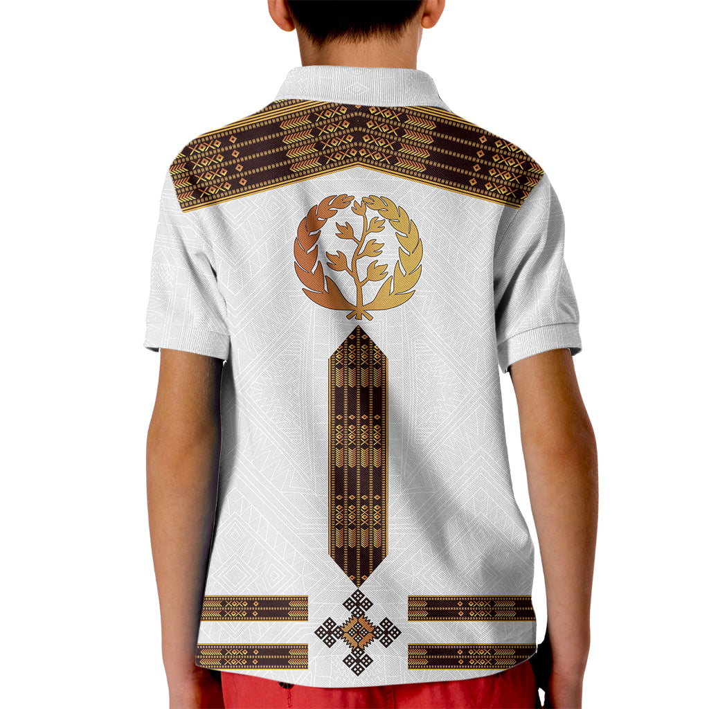 Eritrea Polo Shirt for Kid Tilet Habesha Style White - Wonder Print Shop