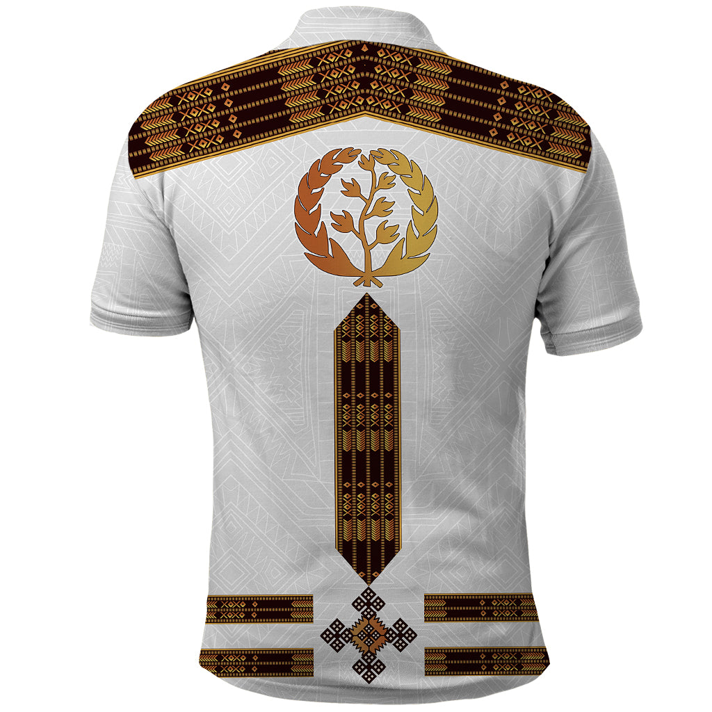 Eritrea Polo Shirt Tilet Habesha Style White - Wonder Print Shop