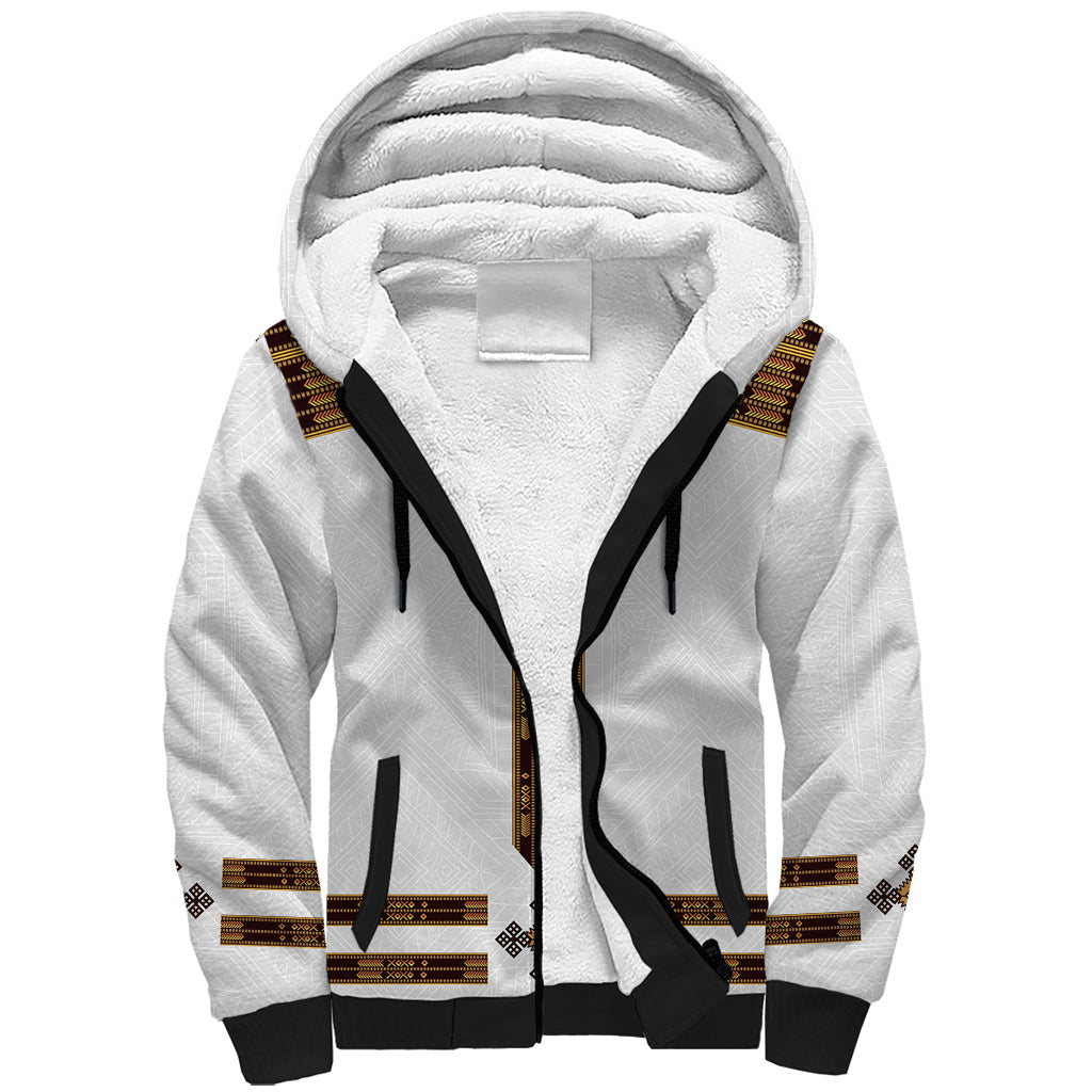 Eritrea Sherpa Hoodie Tilet Habesha Style - White - Wonder Print Shop