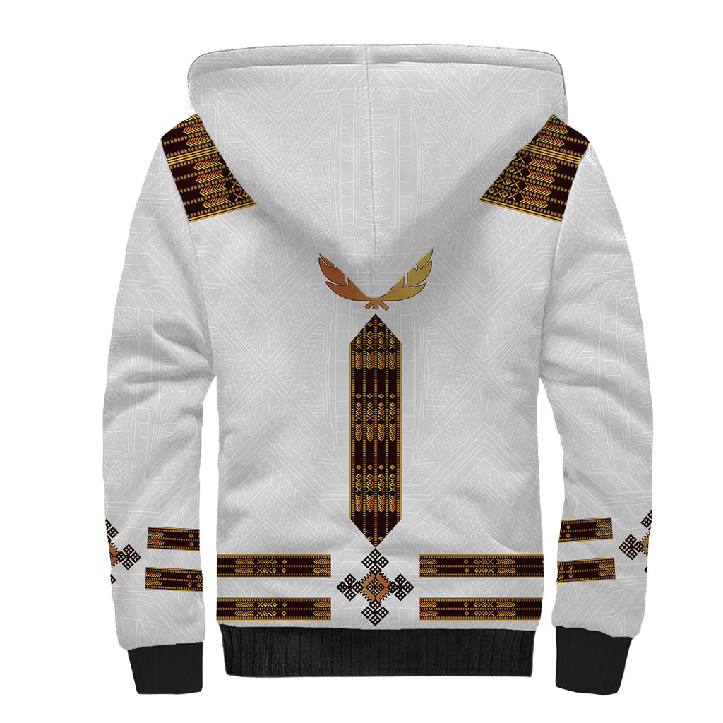 Eritrea Sherpa Hoodie Tilet Habesha Style - White - Wonder Print Shop