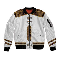 Eritrea Sleeve Zip Bomber Jacket Tilet Habesha Style - White - Wonder Print Shop