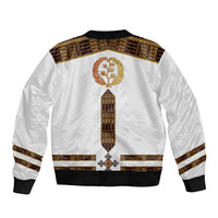 Eritrea Sleeve Zip Bomber Jacket Tilet Habesha Style - White - Wonder Print Shop