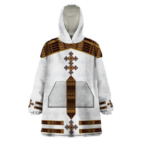 Eritrea Wearable Blanket Hoodie Tilet Habesha Style - White - Wonder Print Shop